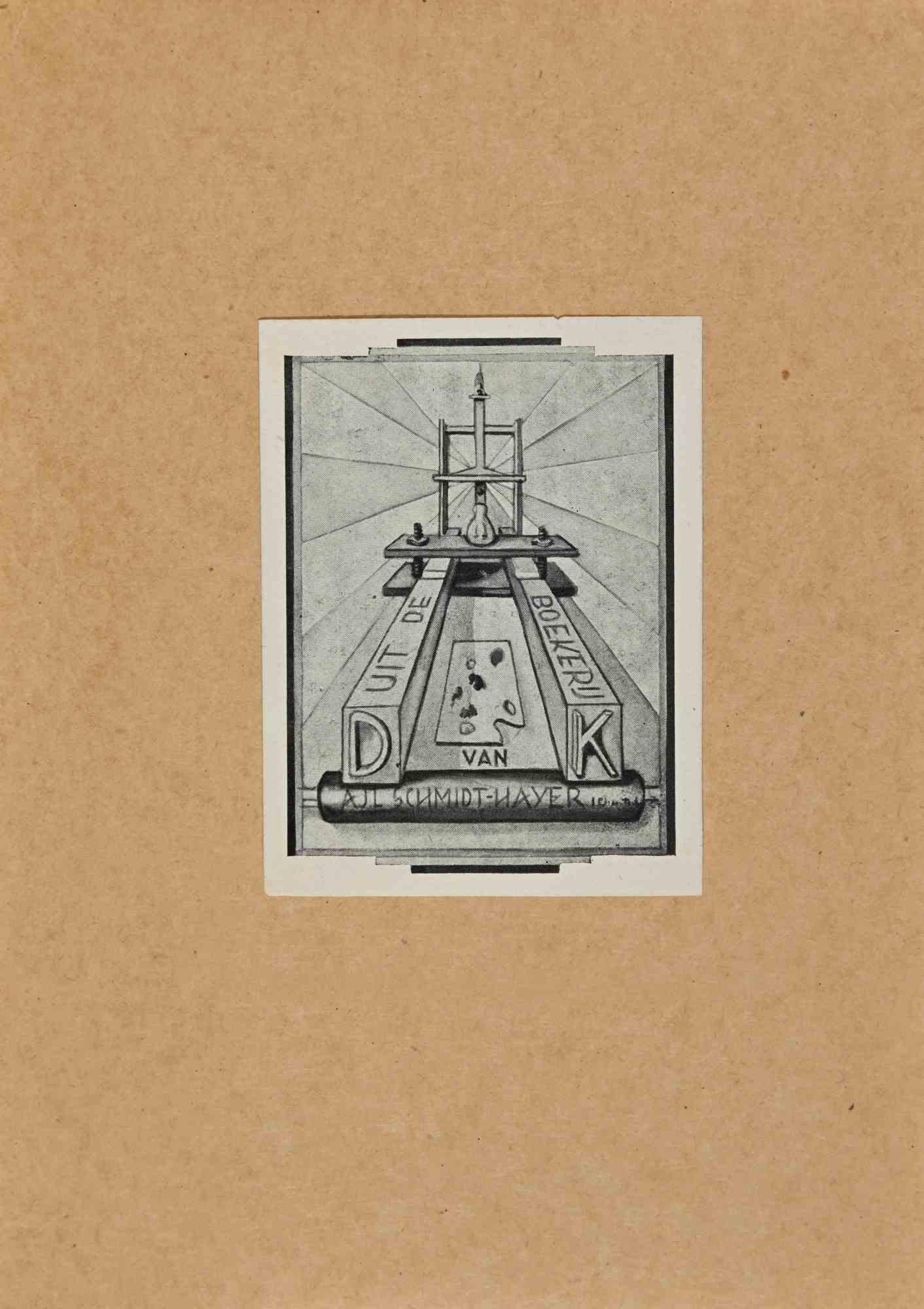 Unknown Figurative Print – Ex Libris – Uit de Boekerij – Mitte des 20. Jahrhunderts