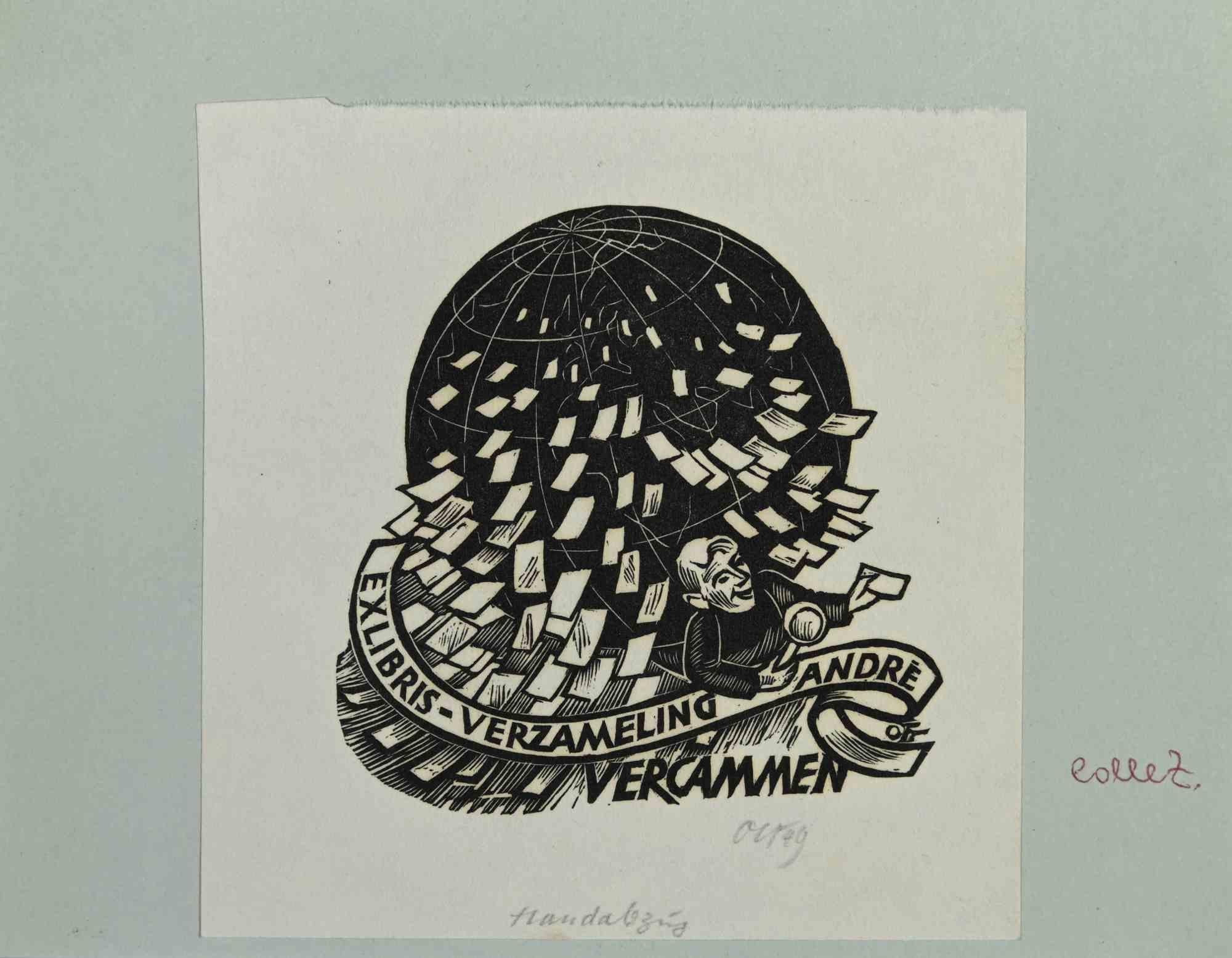 Unknown Figurative Print – Ex-Libris - Verzameling André Vercammen - Holzschnitt - Mitte 20.