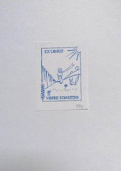 Ex Libris Vibeke Kongstad - Original Woodcut - 1960s