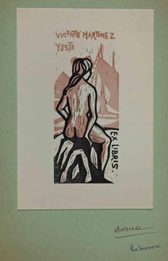 Ex-Libris - Vicemte Martinez Yuste - Woodcut - Mid 20th Century
