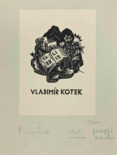 Ex Libris - Vladimir Kotek - Woodcut - 1943