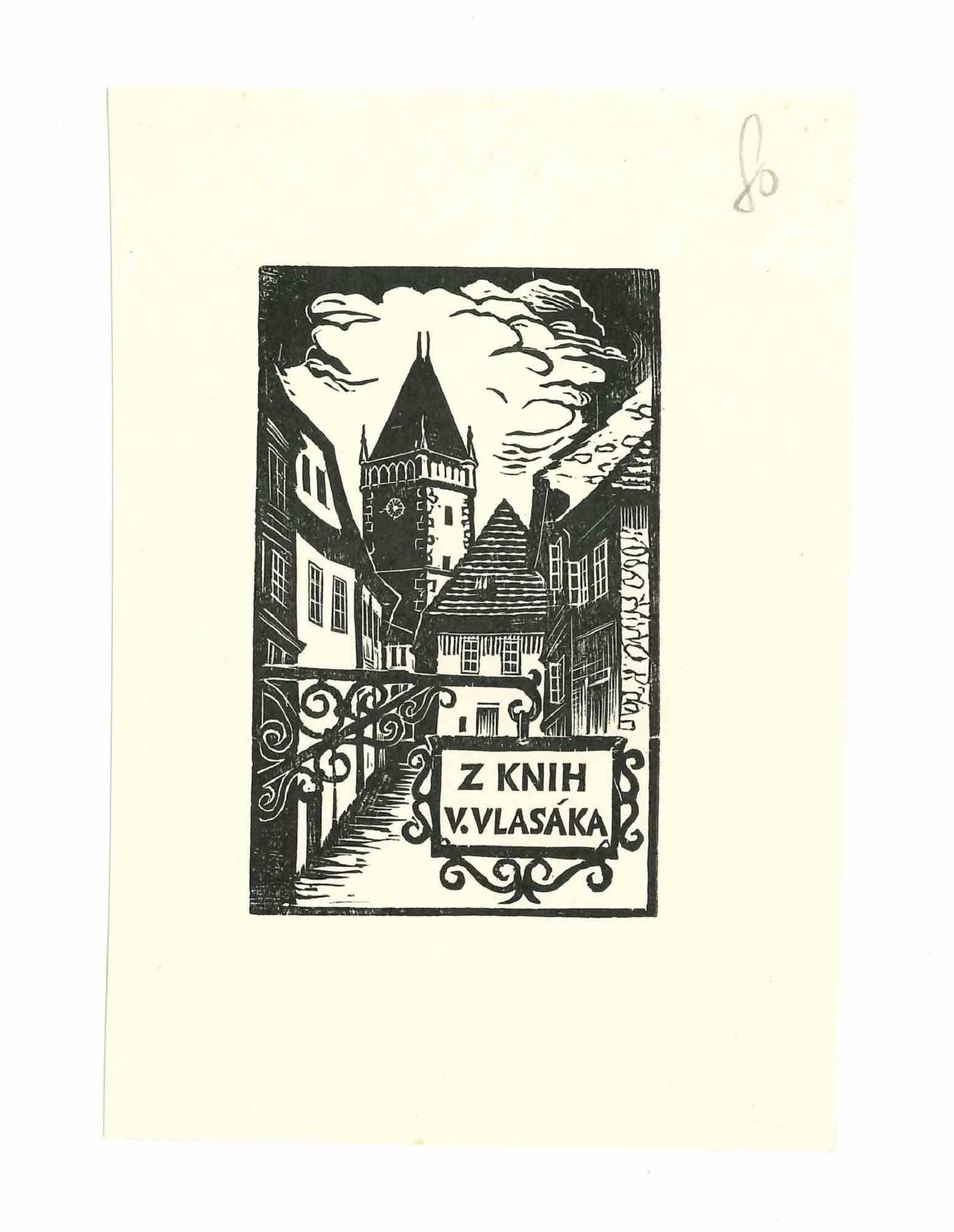 Ex Libris Vlasaka - Original Woodcut - Mid-20th Century