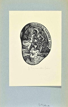 Ex Libris - V.Martinez - Woodcut - Mid 20th Century