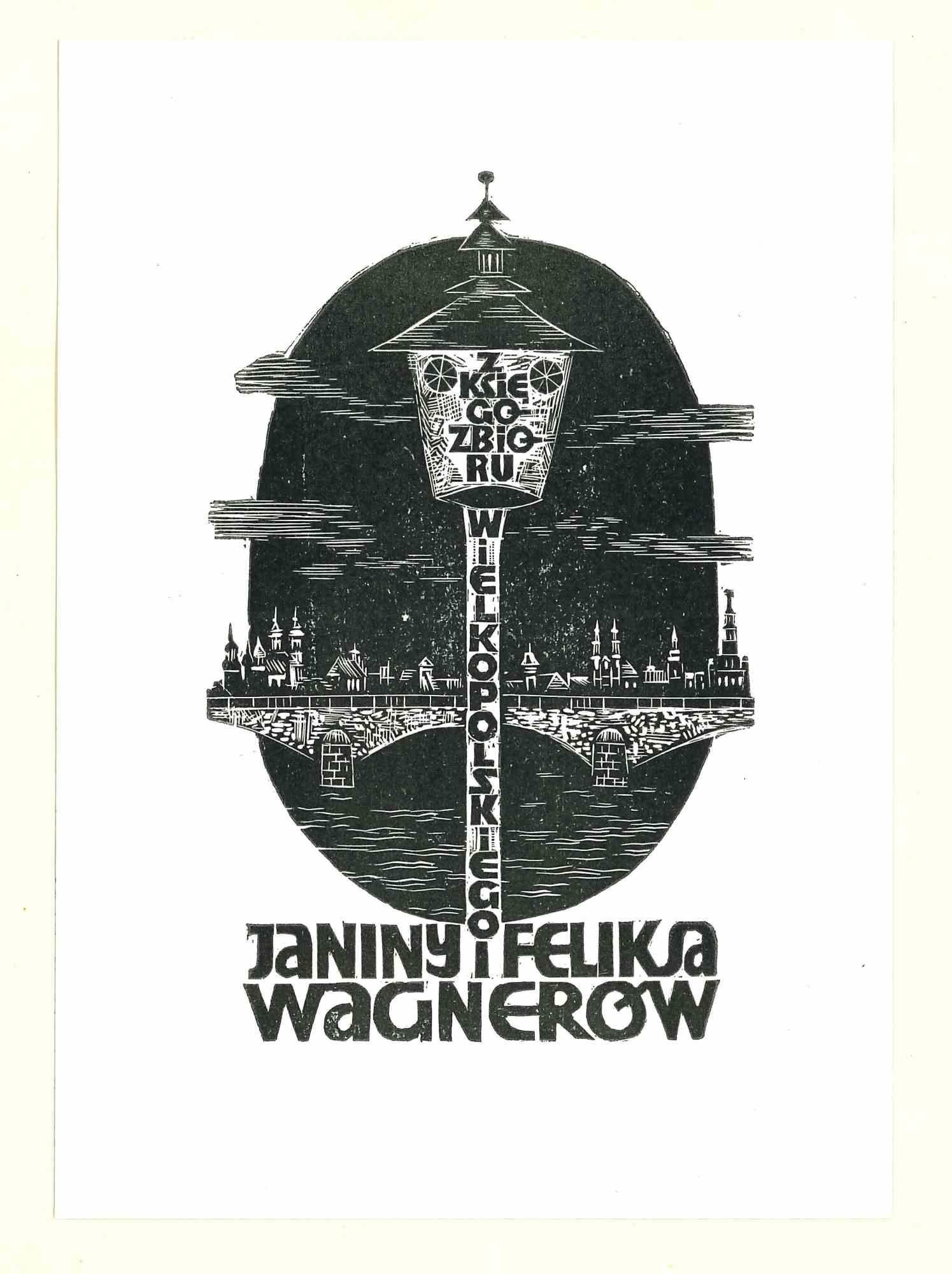 Unknown Figurative Print - Ex Libris Wagnerow - Original Woodcut - 1940s