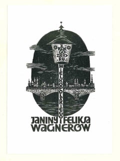 Ex Libris Wagnerow - Original Woodcut - 1940s