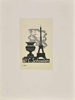 Ex Libris W.C. Schouten - Woodcut - Mid 20th Century