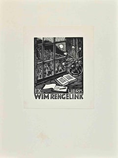 Antique Ex Libris - Wim Rengelink  - Woodcut - 1989