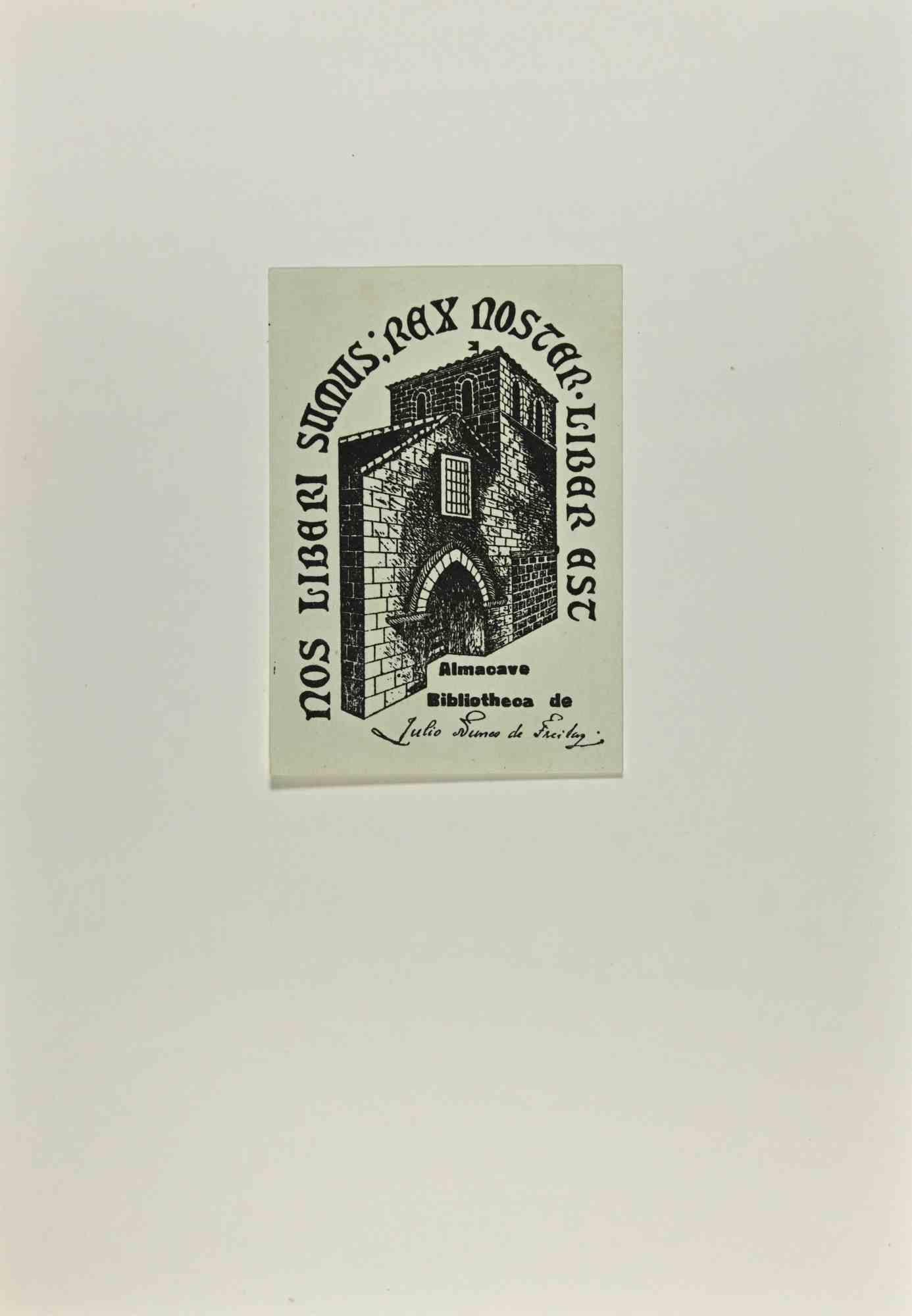 Unknown Figurative Print – Ex-Libris – Holzschnitt – Mitte des 20. Jahrhunderts