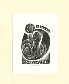 Ex Libris Zakravska - Original Woodcut - Mid-20th Century