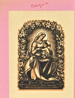 Ex Libris - Zalig Kerstmis - Woodcut - Mid 20th Century