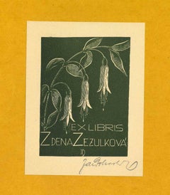 Ex Libris Zdena Zezulkova - Xilografia originale - Anni '70