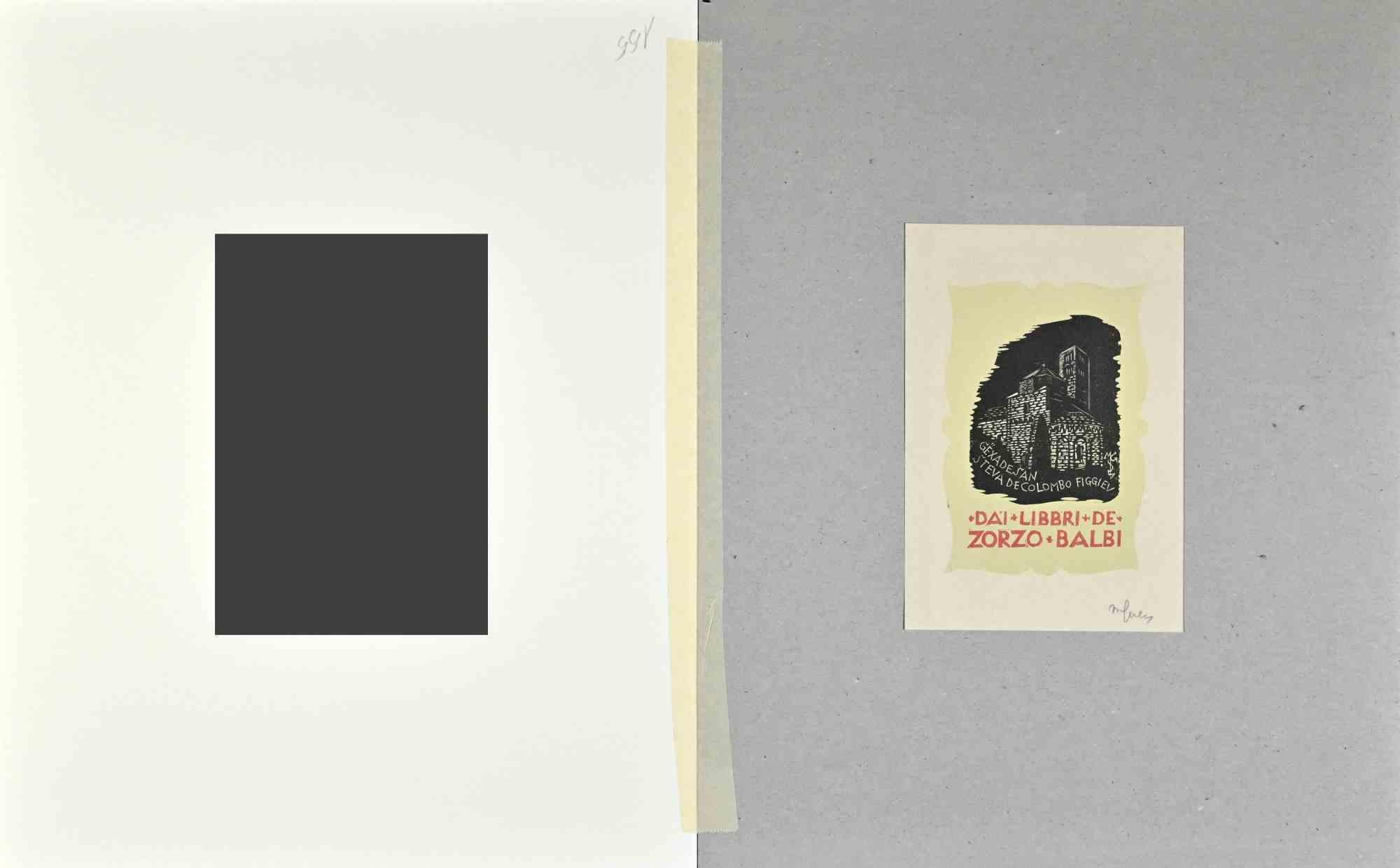 Ex Libris  - Zorzo Balbi – Holzschnitt – Mitte des 20. Jahrhunderts – Print von Unknown