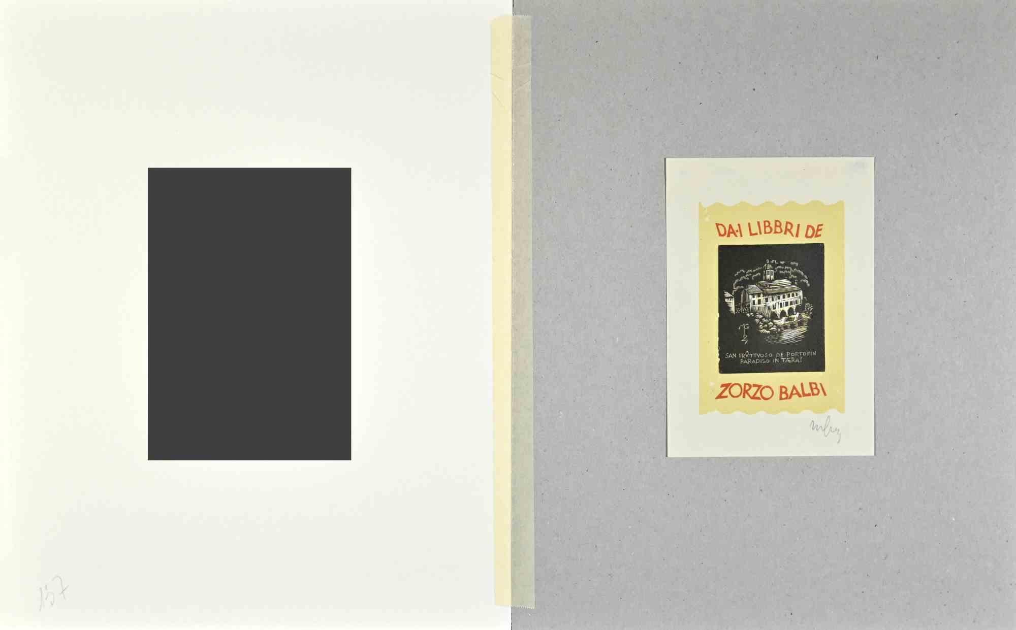 Ex Libris - Zorzo Balbi - Holzschnitt - Mitte des 20. – Print von Unknown