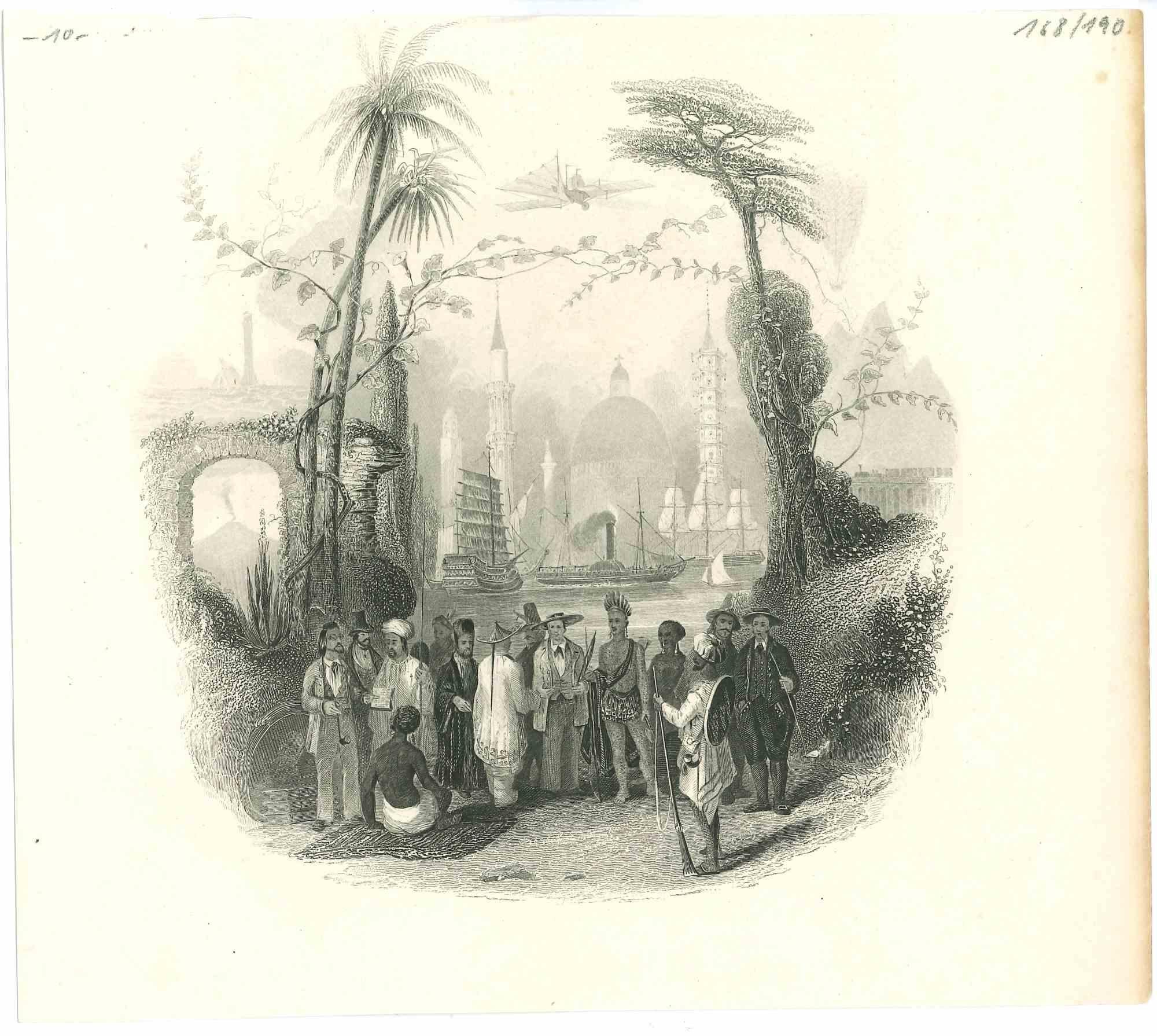 Unknown Landscape Print - Exotic Scene - Original Lithograph - 1850s
