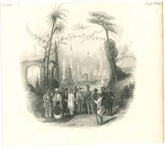 Exotische Szene - Originallithographie - 1850er Jahre