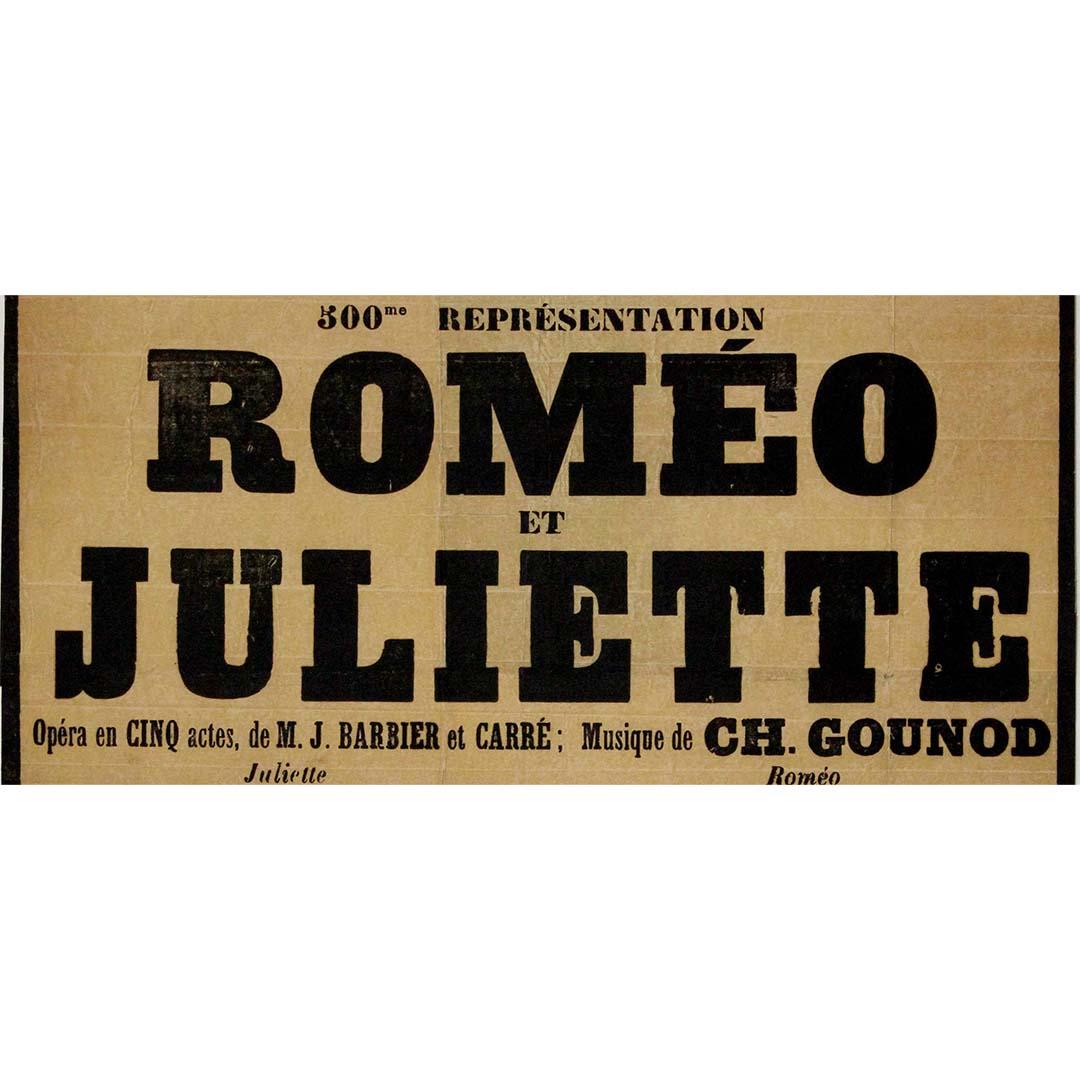 Exquisite 1898 Art Nouveau poster - 500th performance of Roméo & Juliette For Sale 1