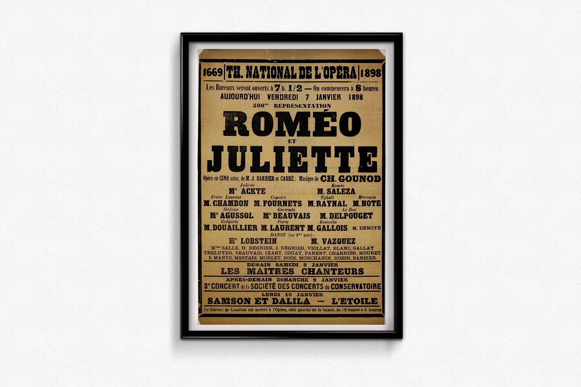 Exquisite 1898 Art Nouveau poster - 500th performance of Roméo & Juliette For Sale 2