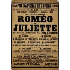 Exquisite 1898 Art Nouveau poster - 500th performance of Roméo & Juliette