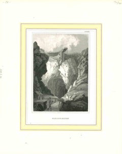 Fahlun-Minen – Originallithographie – Mitte des 19. Jahrhunderts