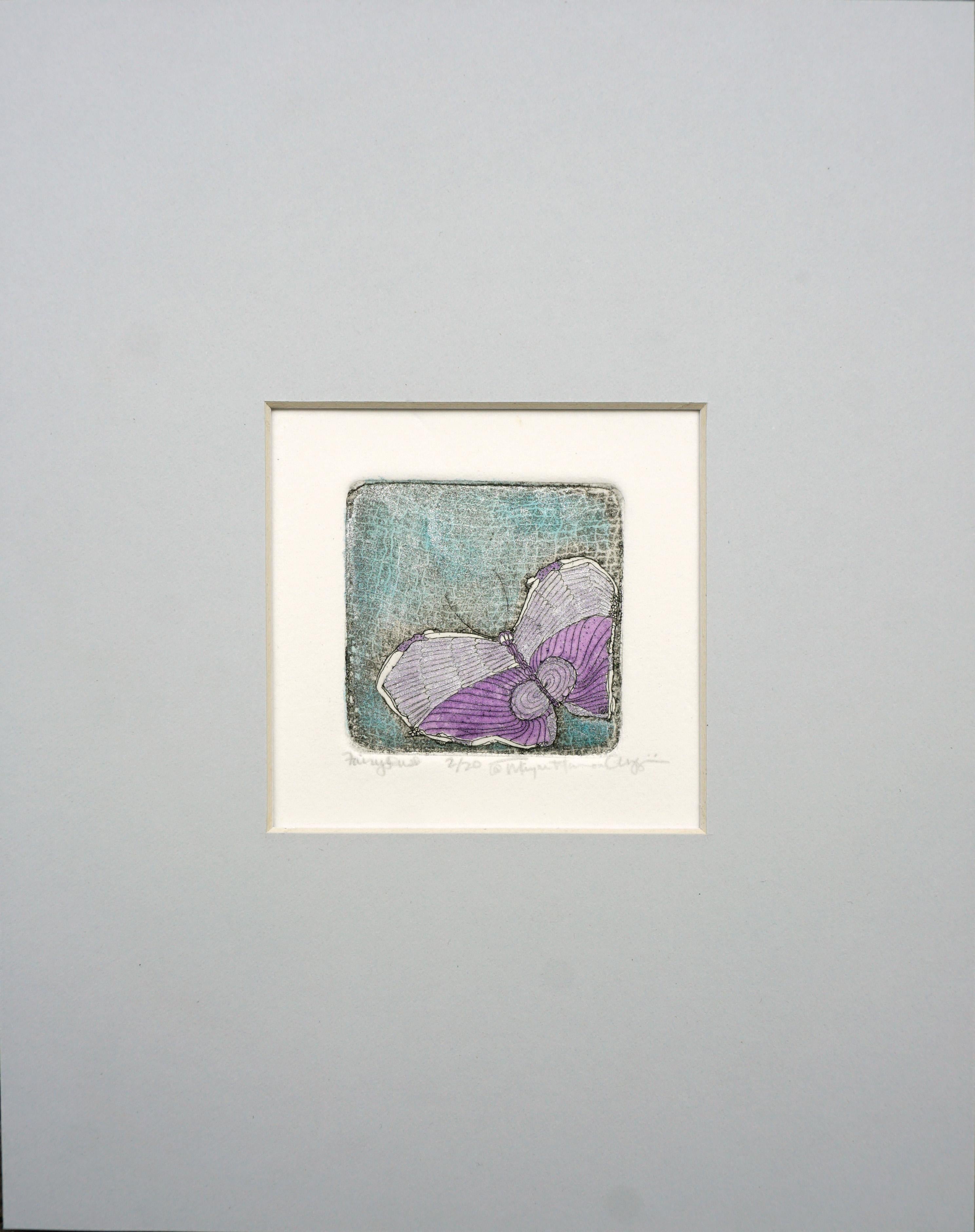 "Fairy Rush" - Litografía de mariposa iridiscente alterada a mano, 2/20