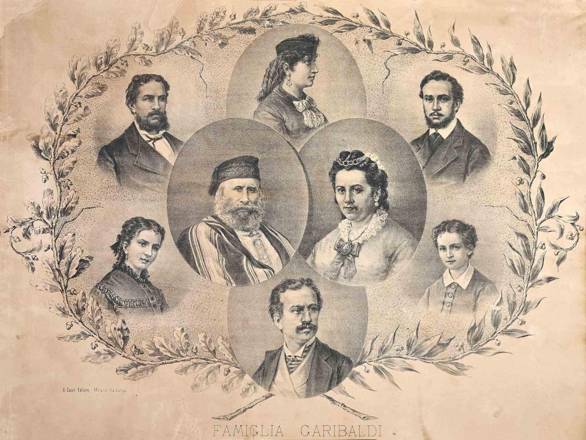 Portrait Print Unknown - Famiglia Garibaldi - Lithographie - Début du 20ème siècle