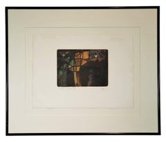 "Familia" Cubist Figurative Woodblock Print 39 of 100