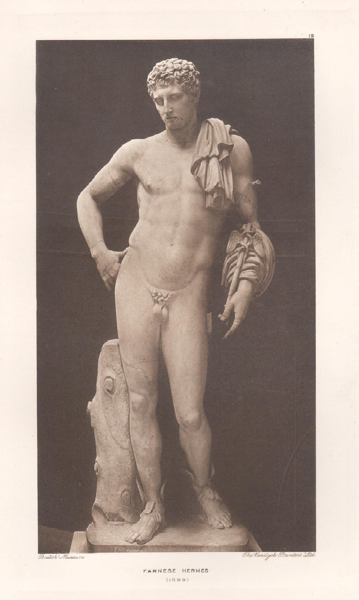 Figurative Print de Unknown - Hermes Farnesio, Museo Británico Antigüedad romana Escultura clásica Fotograbado