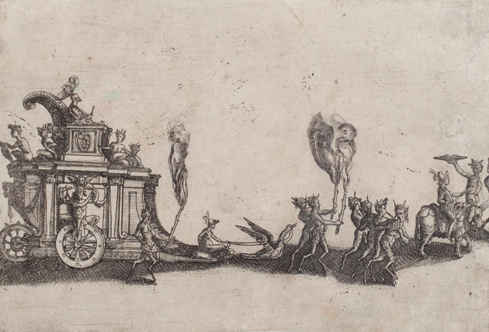 Unknown Figurative Print - Faun Parade - Original Etching - 17th Century