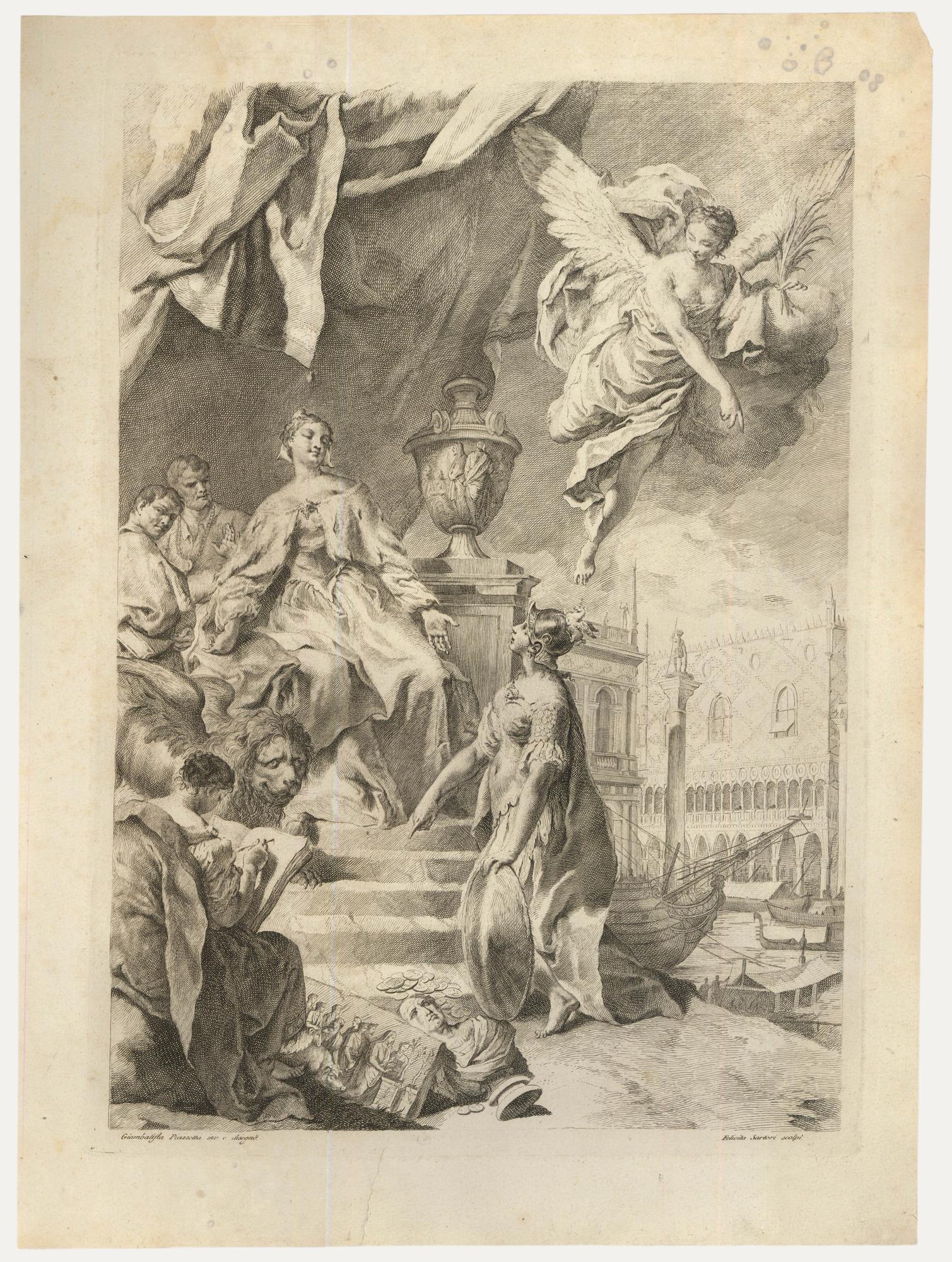 Unknown Figurative Print - Felicita Sartori after Giambattista Piazzetta - Engraving, The Triumph of Venice