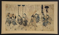 Antique Festival Procession Of A Daimyo - Original Woodblock Print