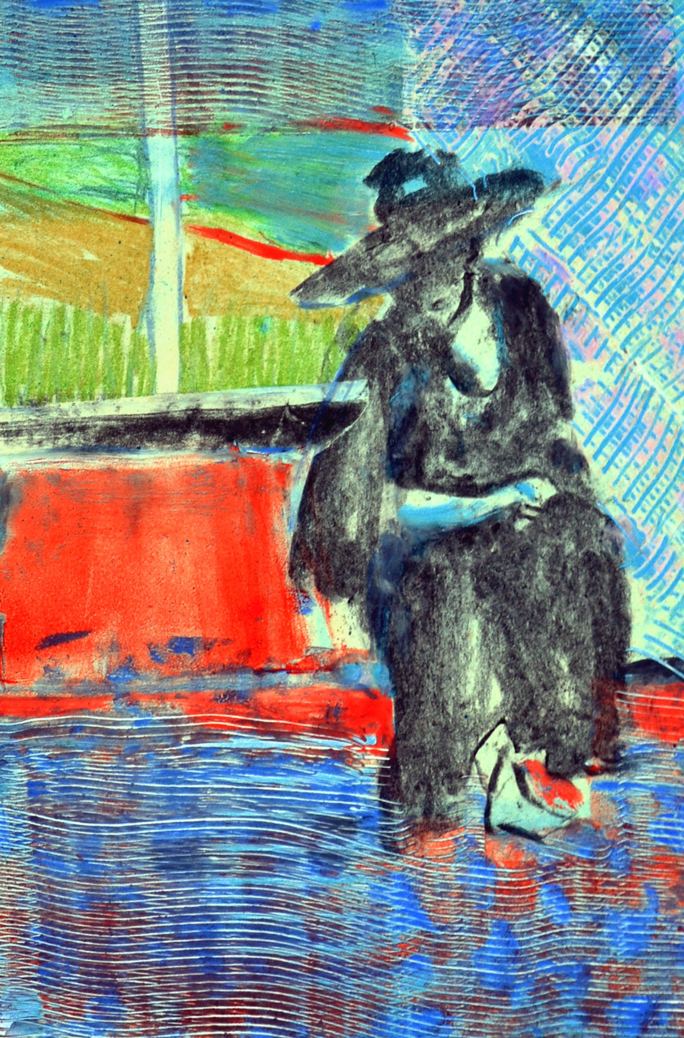 Figurative Abstract  -- Man at the Well - Print by Unknown