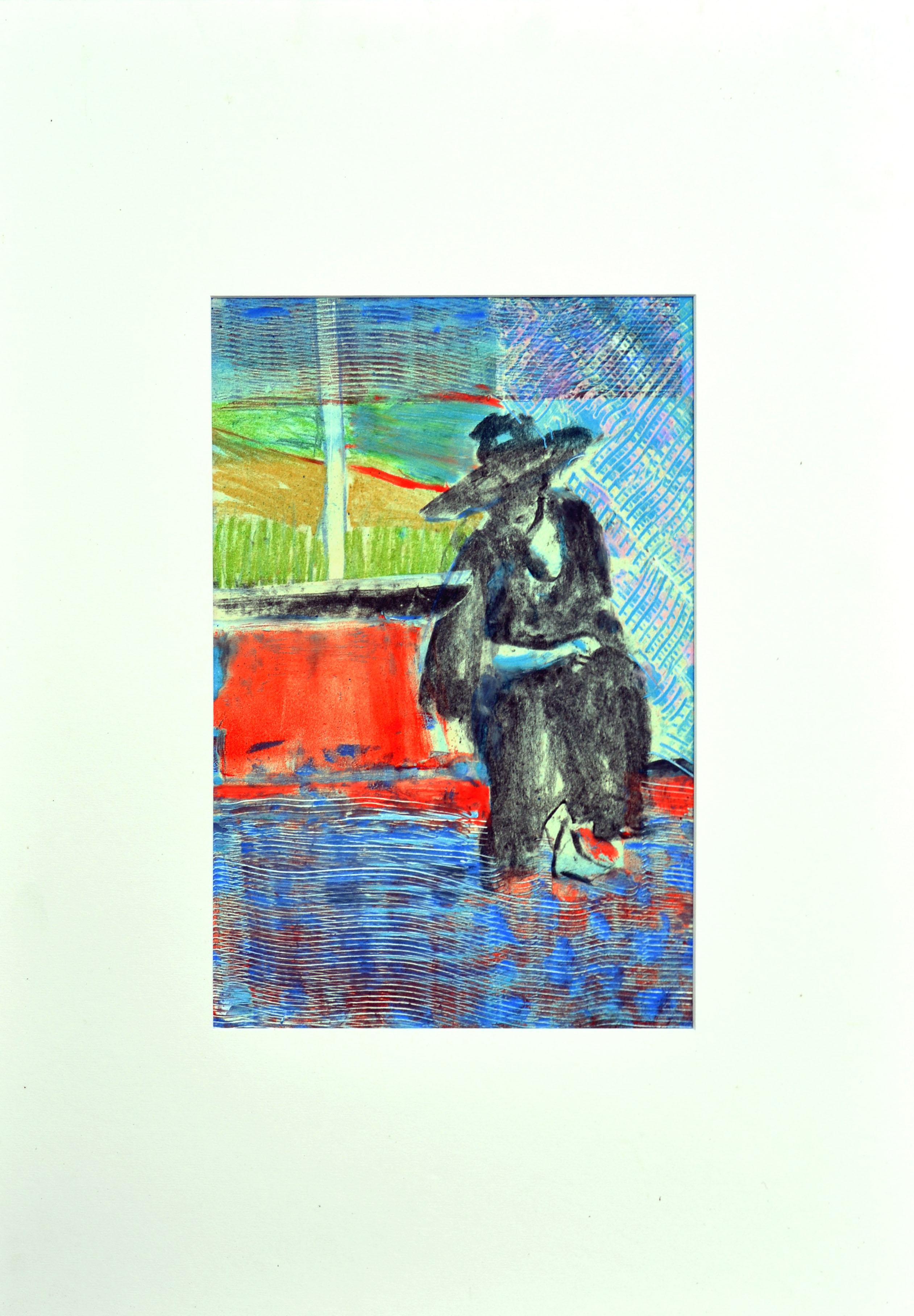 Unknown Figurative Print - Figurative Abstract  -- Man at the Well