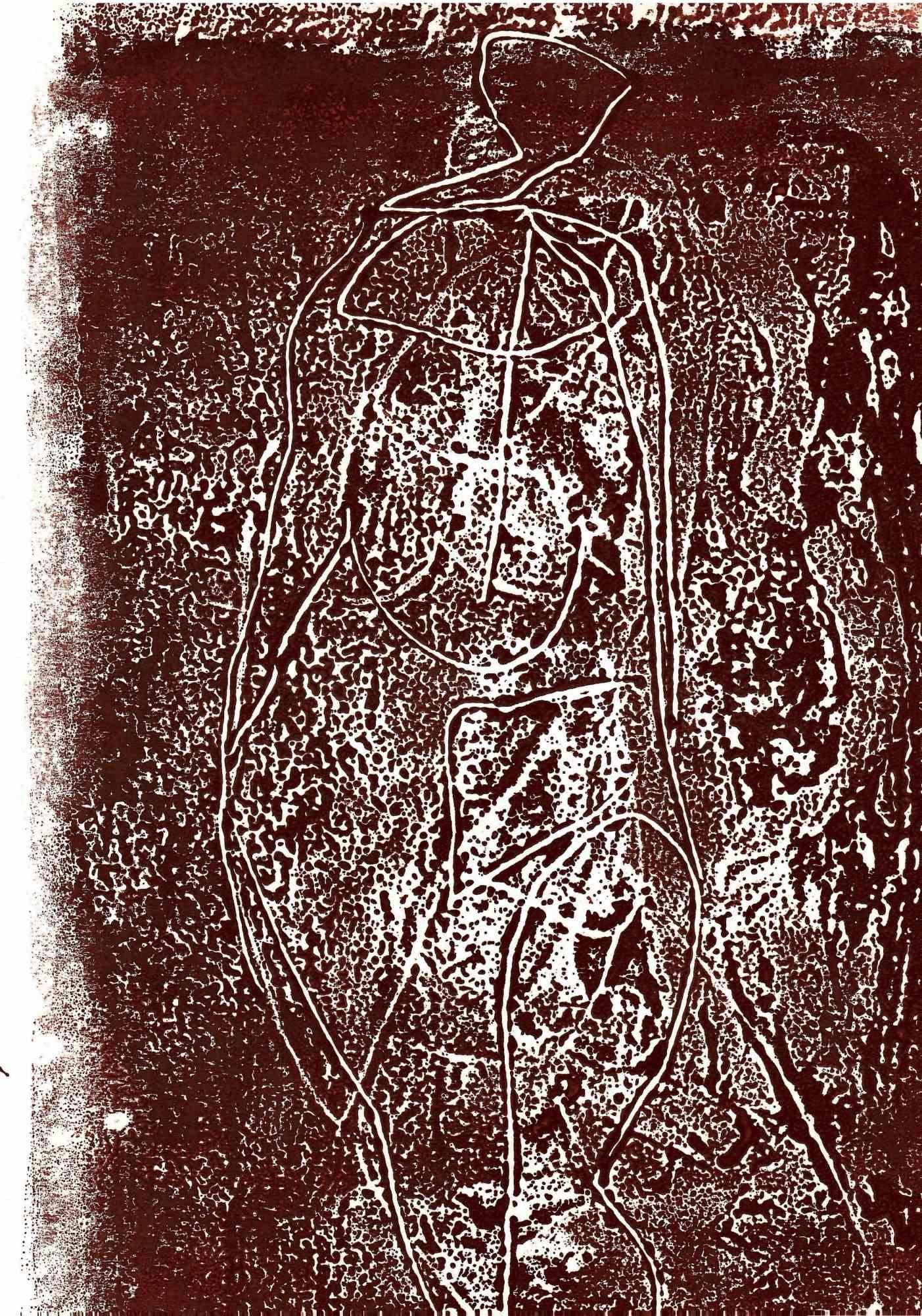 Figure in the brown - Original Lithograph - 1970s