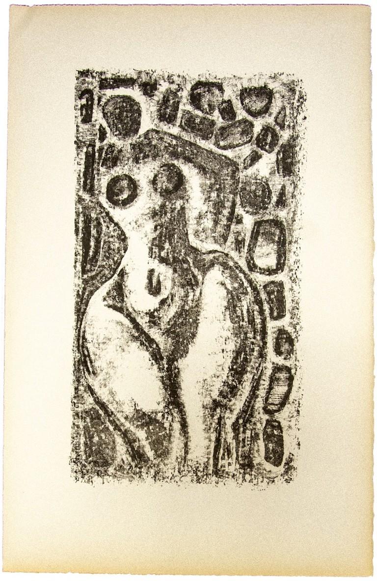 Figurative Print de Unknown - Figura - Litografía original sobre papel - Años 50
