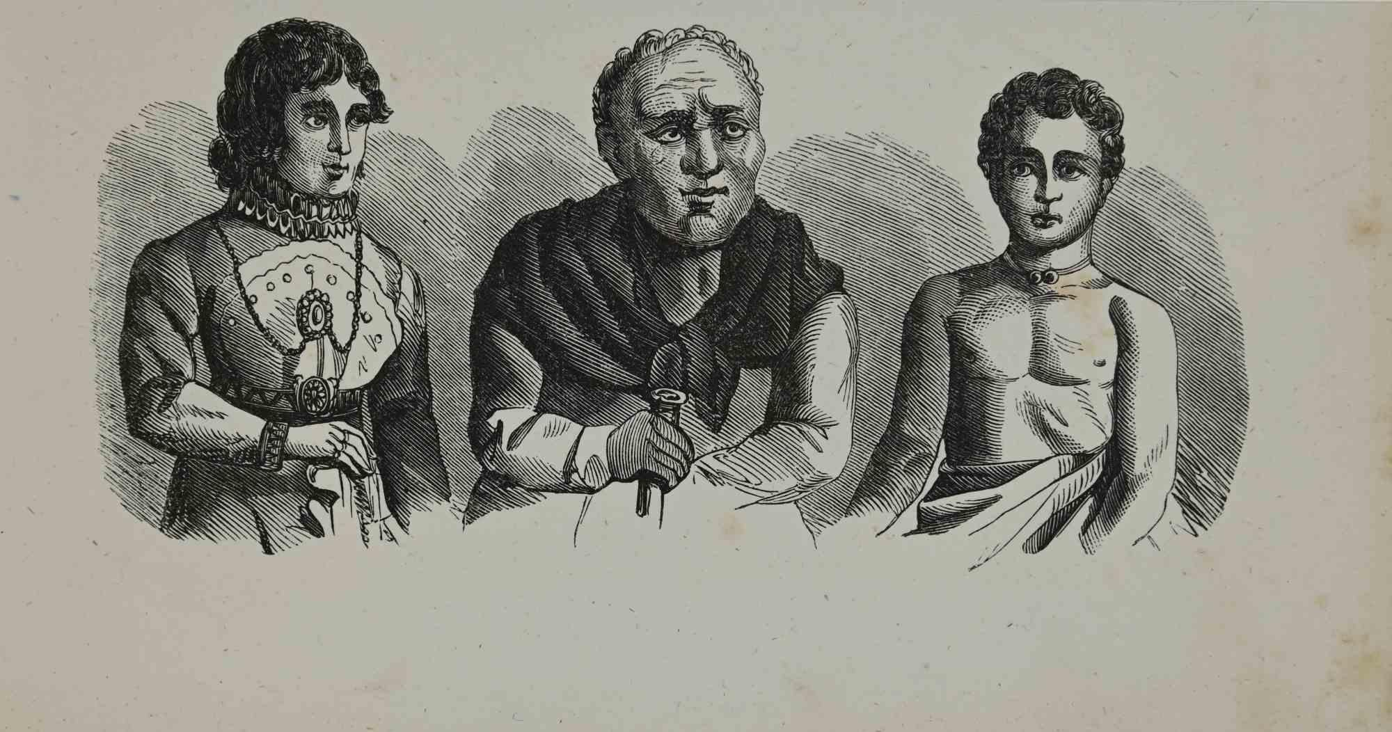 Unknown Figurative Print - Figures - Costumes - Lithograph - 1862