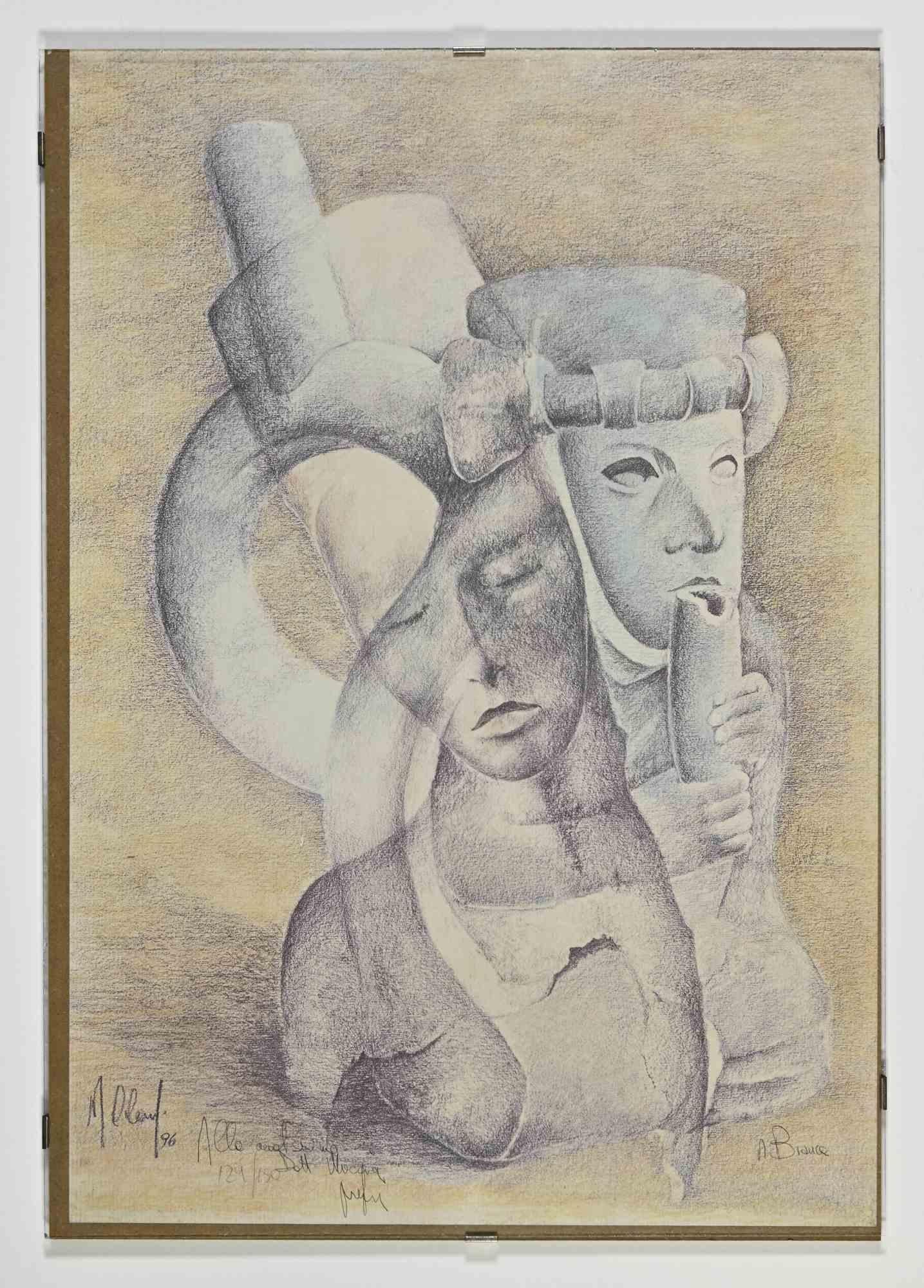 Figurative Print Unknown - Chiffres  - Lithographie - 1996