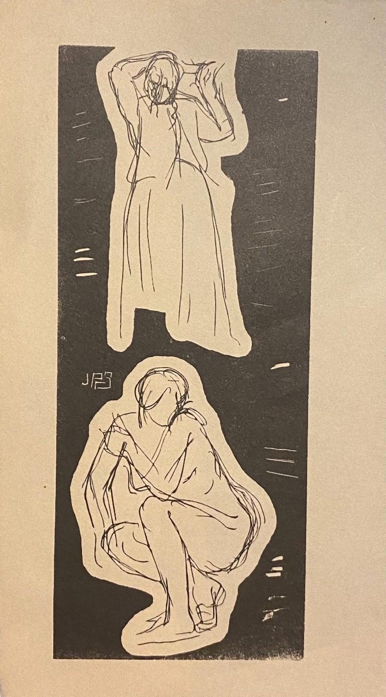 Figurative Print de Unknown - Figuras de mujeres - Litografía original sobre papel - Década de 1840