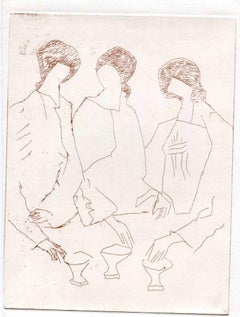 Figures - Original Etching and Drypoint - Mid-20th Century