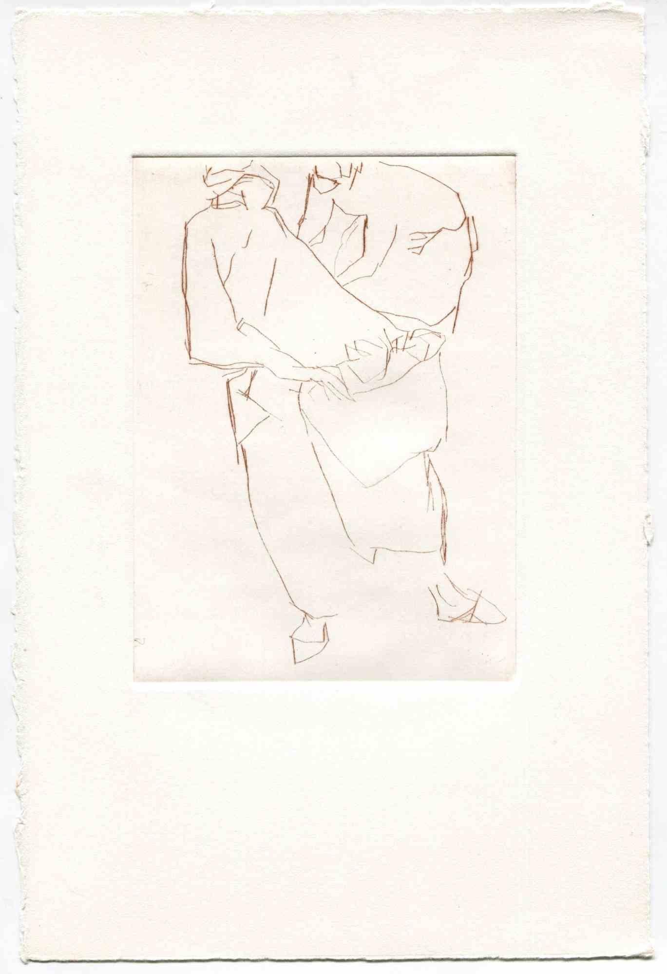 Figures - Original Etching and Drypoint - Mid-20th Century