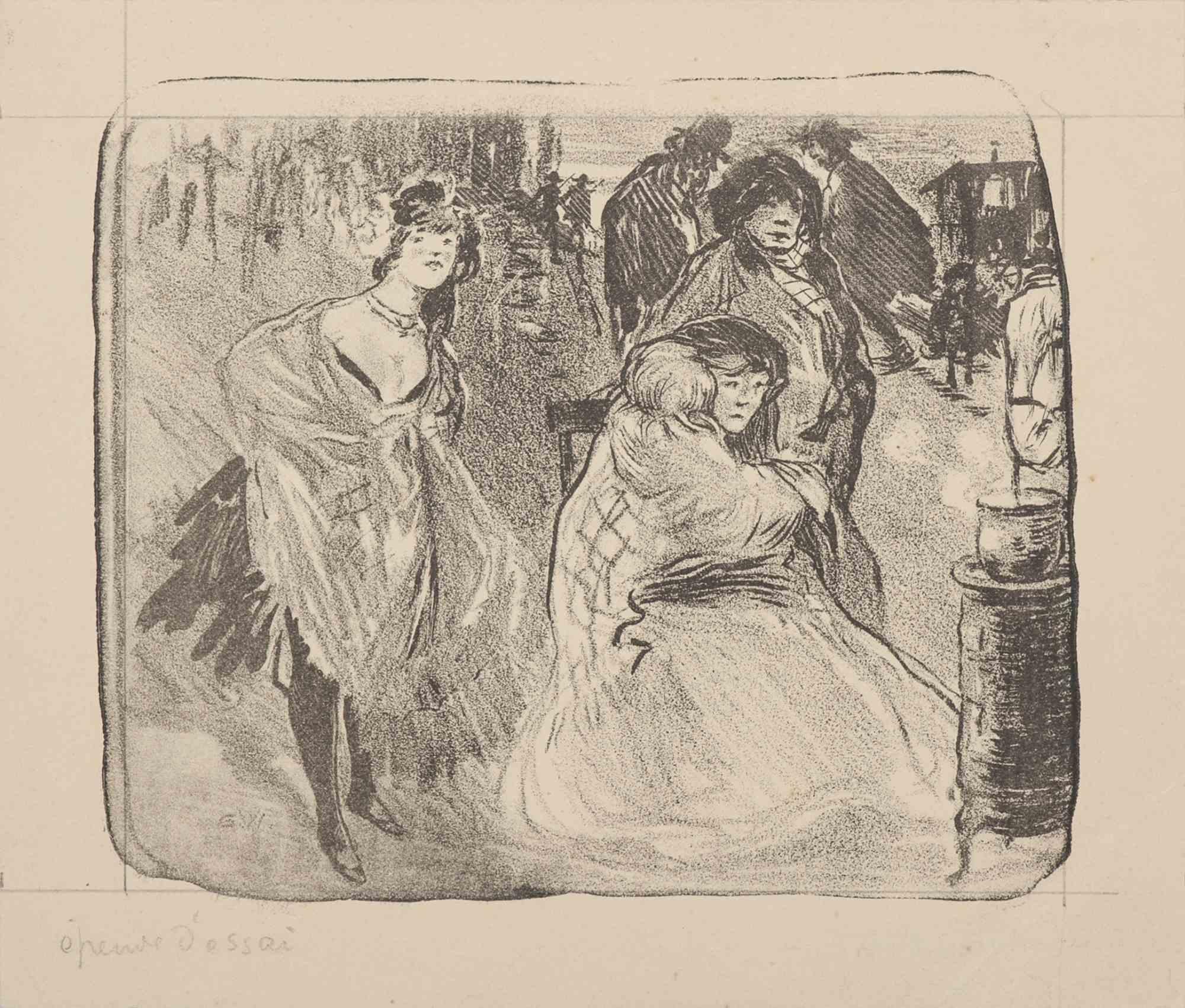 Figuren – Originallithographie – frühes 20. Jahrhundert