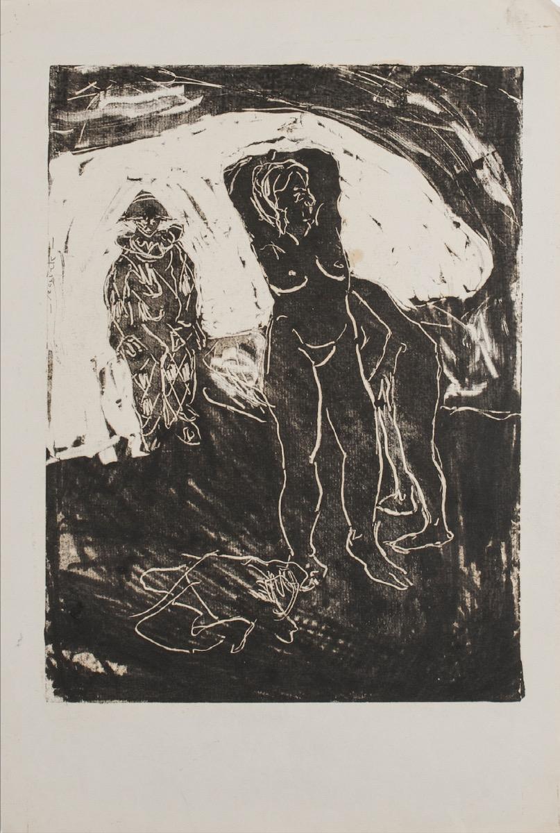 Figures - Monotype on Paper - 1950 ca. - Print by Unknown