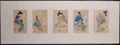 Five Beauties - Set of 5 Original Woodblock Prints - Japan Late 19th Century