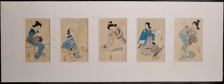 Unknown Figurative Print - Five Beauties - Set of 5 Original Woodblock Prints - Japan Late 19th Century