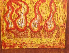 Flames, Surrealist Lithograph by an Unknown Artist