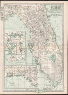 Florida. USA Century Atlas state antique vintage map