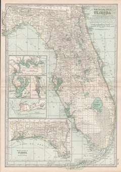 Florida. USA Century Atlas state Antique vintage map