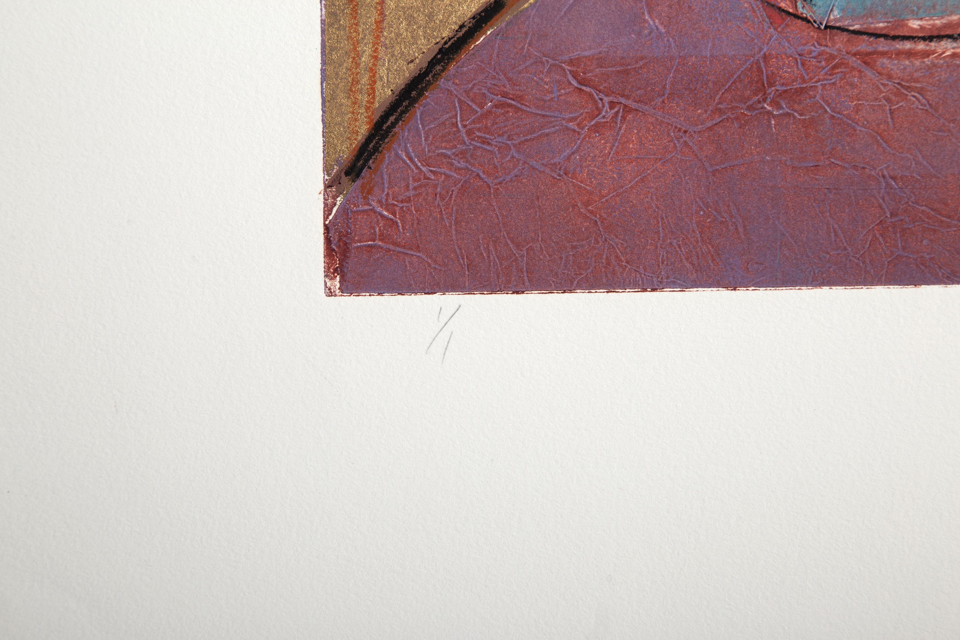 Flower Still Life, Abstract Monoprint and Mixed Media by Manuel Rodriguez Jr. For Sale 2