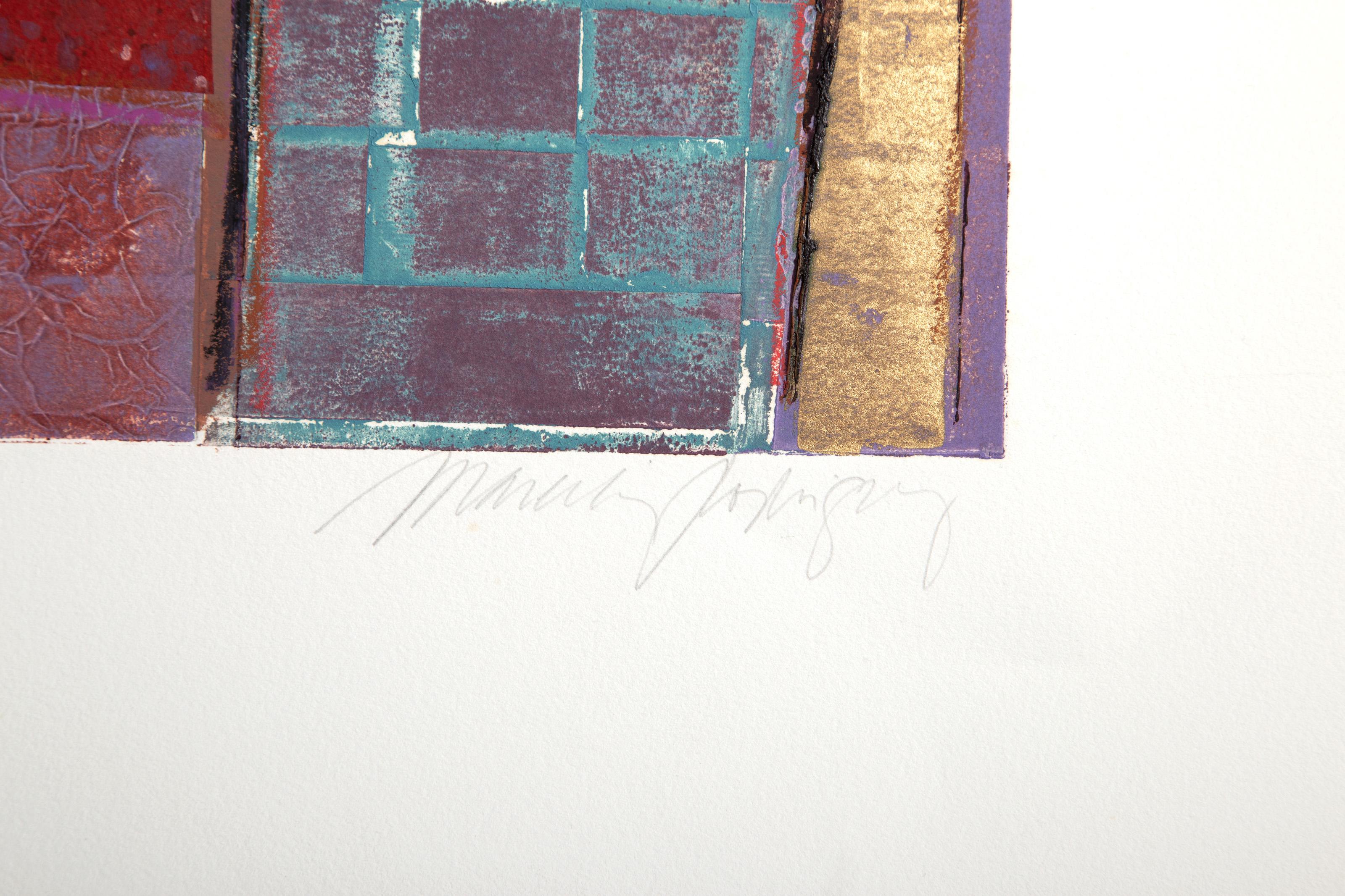 Flower Still Life, Abstract Monoprint and Mixed Media by Manuel Rodriguez Jr. For Sale 3