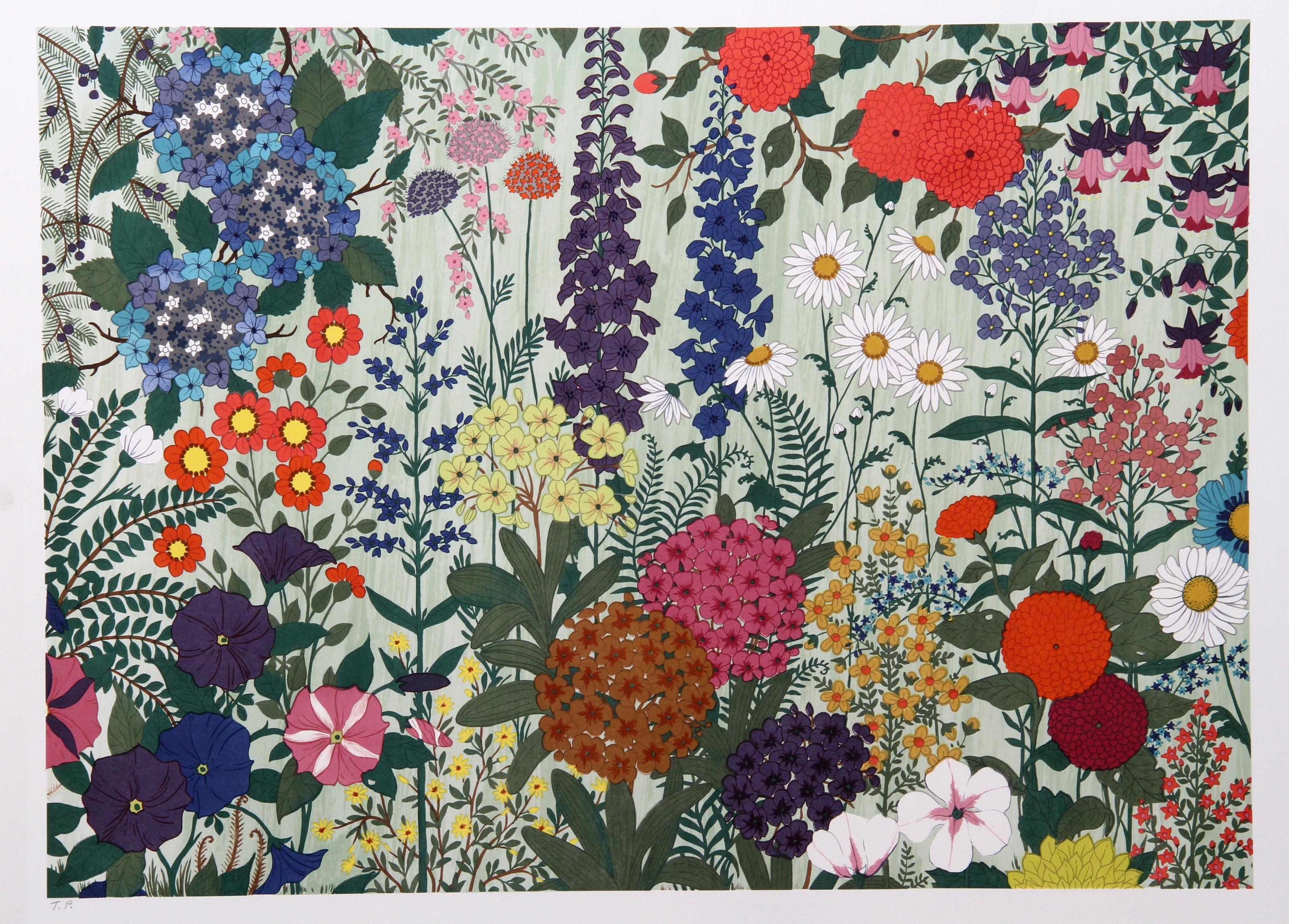 Flowers, Folk Art Screenprint by Jack Hofflander