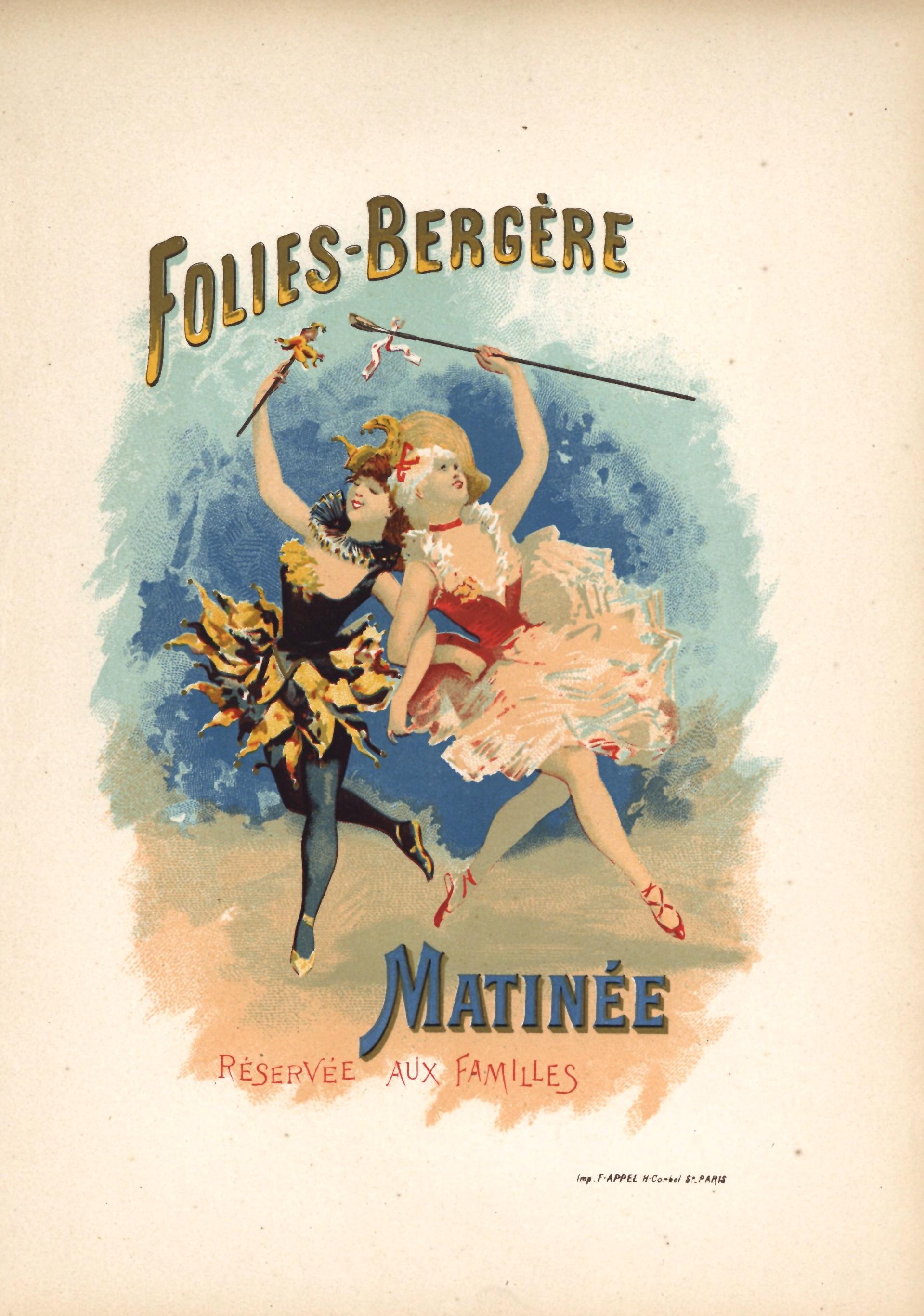 "Folies Bergère Matinée" Cartel litográfico francés, impreso en 1897